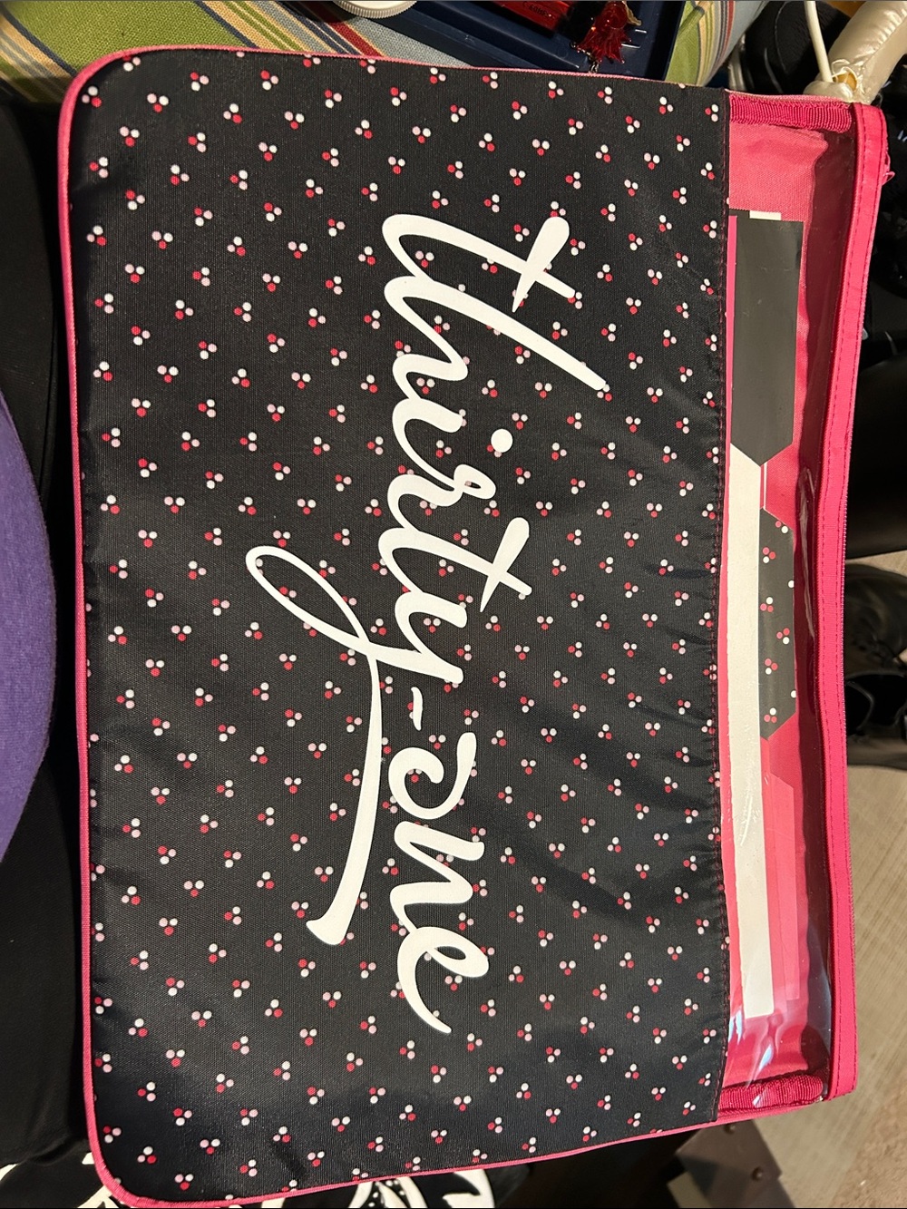 thirty-one Black and Pink Fold-Over Home Office Organizer